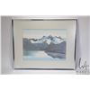 Image 1 : Framed lithograph print titled "Mount Cheam over Harrison Lake, April 24, 1977" and signed by artist