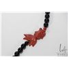 Image 2 : Black onyx beaded necklace with red jasper Koi, 32" in length