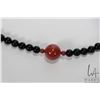 Image 3 : Black onyx beaded necklace with red jasper Koi, 32" in length