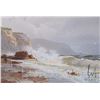 Image 2 : Two antique watercolour paintings including a sailing ship and crashing waves, both signed by artist