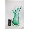 Image 1 : Mid century green art glass vase 16" in height