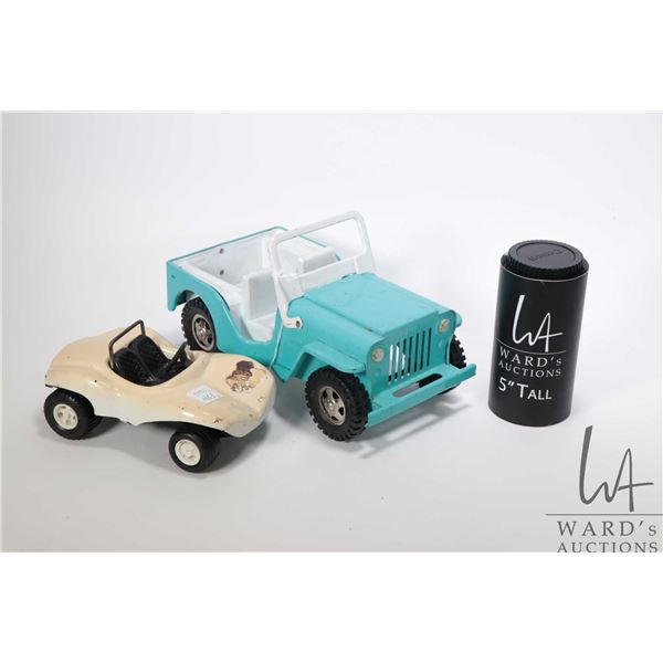 Vintage Tonka pressed steel jeep and Dune buggy