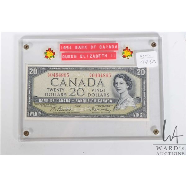 1954 Canadian $20 bill with modified hairdo