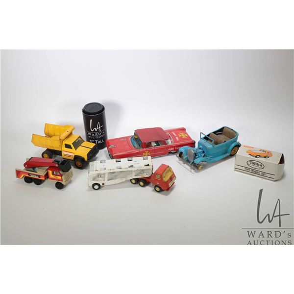 Selection of vintage pressed steel, tin and die cast including Tonka " Tiny Tonka 515" truck with or