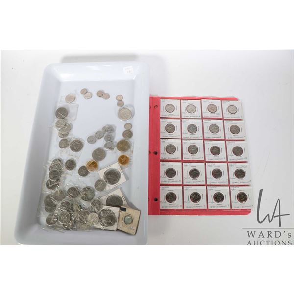 Large selection collectible Canadian coins including twenty Canadian nickels 1968-1987 consecutively