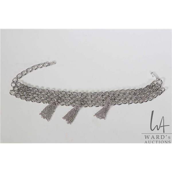 Signed Sherman silver toned choker