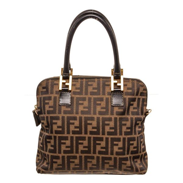 Fendi Zucca Logo Brown Shoulder Bag