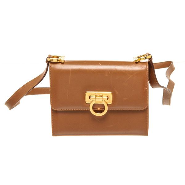 Ferragamo Caramel Leather Calf Shoulder Bag
