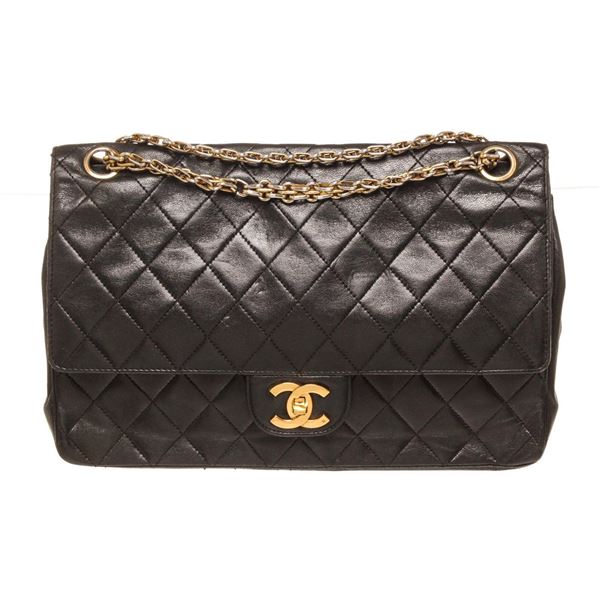 Chanel Black Leather Medium Double Flap Bag