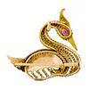 Image 3 : Vintage 14k Gold 0.28 ctw Round Diamond Twisted Wire Bird Swan Brooch Pin Pendan
