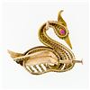 Image 4 : Vintage 14k Gold 0.28 ctw Round Diamond Twisted Wire Bird Swan Brooch Pin Pendan