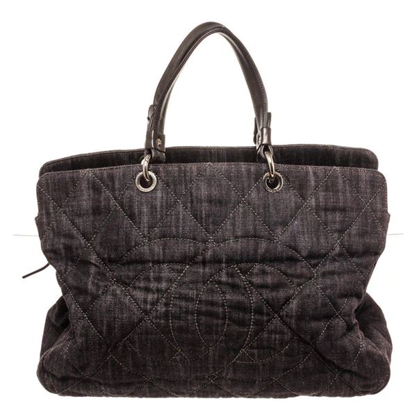 Chanel Black Denim CC Tote Bag