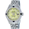 Image 2 : Rolex Ladies Stainless Steel Yellow Diamond & Sapphire Datejust Wristwatch