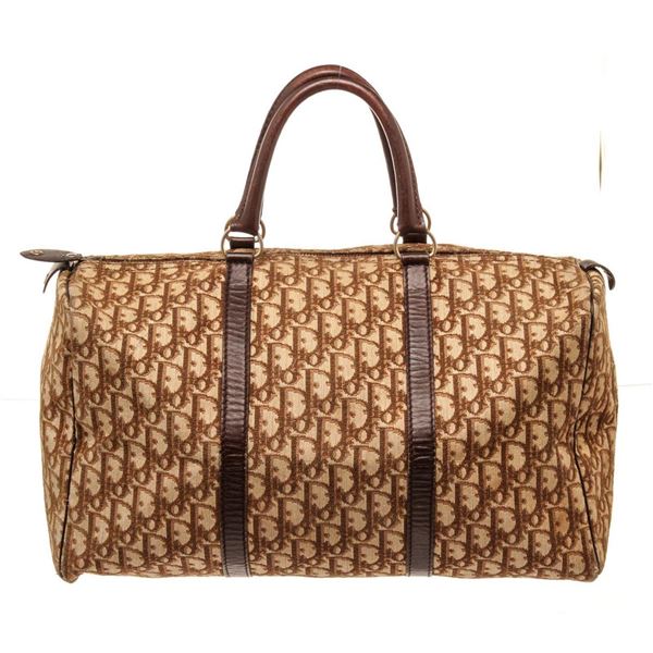 Christian Dior Brown Leather Trotteur Travel Bag