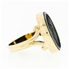 Image 5 : Vintage 14K Yellow Gold Round Carved Hematite Intaglio Trojan Round Platter Ring