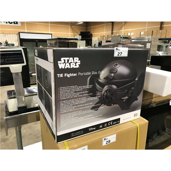 STAR WARS TIE FIGHTER PORTABLE GAS GRILL 220 SQ INCH COOKING AREA, THERMOMETER, HOSE AND