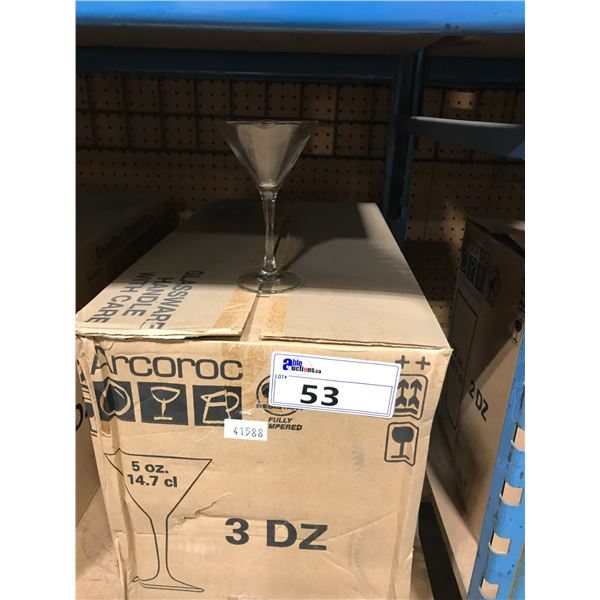 BOX OF 3 DZ ARCOROC EXCALIBUR MARTINI 5 OZ GLASSES