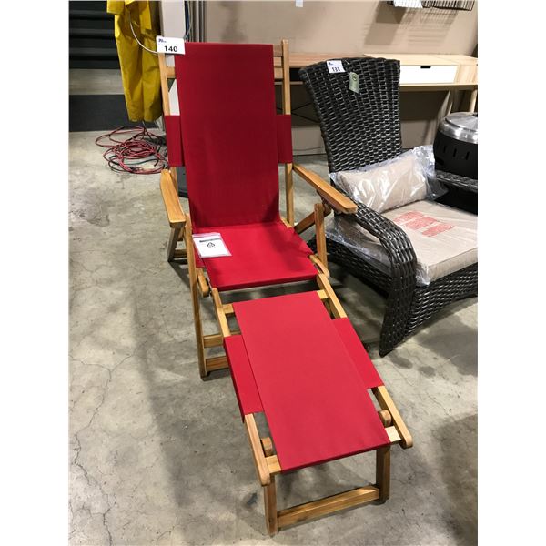 PARAMOUNT TEAK FRAME-RED BEACH CHAIR