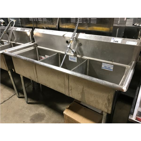 EFI 60X24X36" TRIPLE BASIN STAINLESS STEEL SINK WITH RINSER