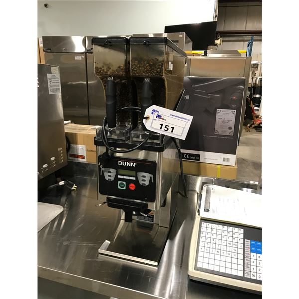 BUNN MHG-SS FUNNEL COFFEE GRINDER WITH TWO CONTAINERS, LCD SCREEN & 3