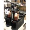 Image 2 : 3 COMMERCIAL PUSH BUTTON COFFEE DISPENSING CARAFES & 2 DUAL HOLDING STANDS