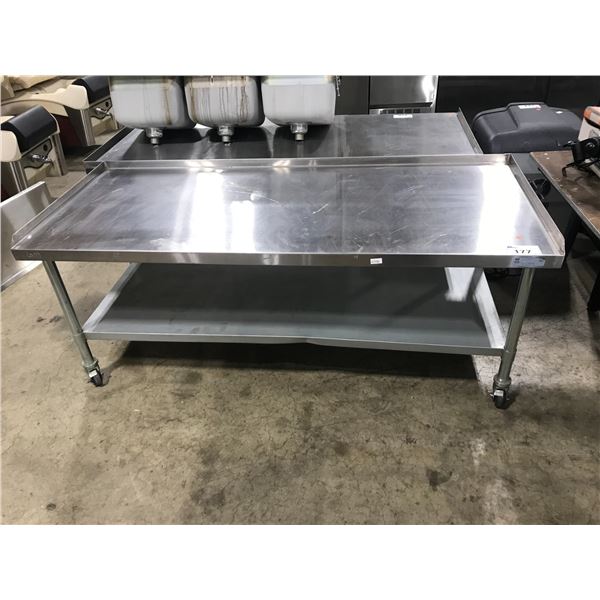 EFI 72"W X 30"D X 28"H COMMERCIAL STAINLESS STEEL MOBILE EQUIPMENT TABLE