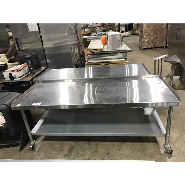 EFI 72"W X 30"D X 28"H COMMERCIAL STAINLESS STEEL MOBILE EQUIPMENT TABLE