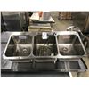 Image 1 : 3 BAY STAINLESS STEEL 46"W X 20D" COMMERCIAL WASH SINK WITH FAUCET