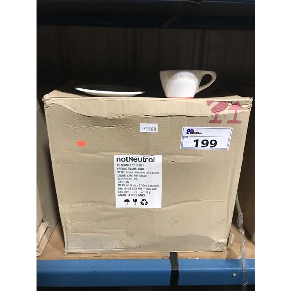 BOX OF 36 COMMERCIAL CAFE ARTIGIANO DOUBLE CAPPUCCINO CUP & SAUCER SETS