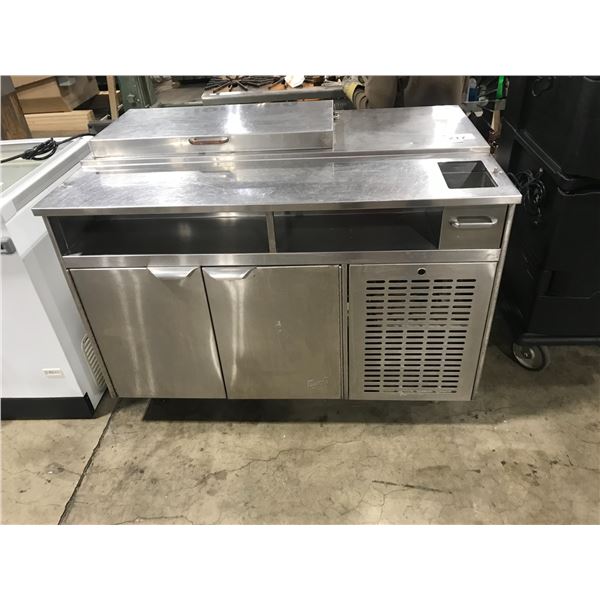 QUEST ST-48-20, STAINLESS STEEL FOOD PREP STATION WITH DOUBLE DOOR 2 TIER FRIDGE