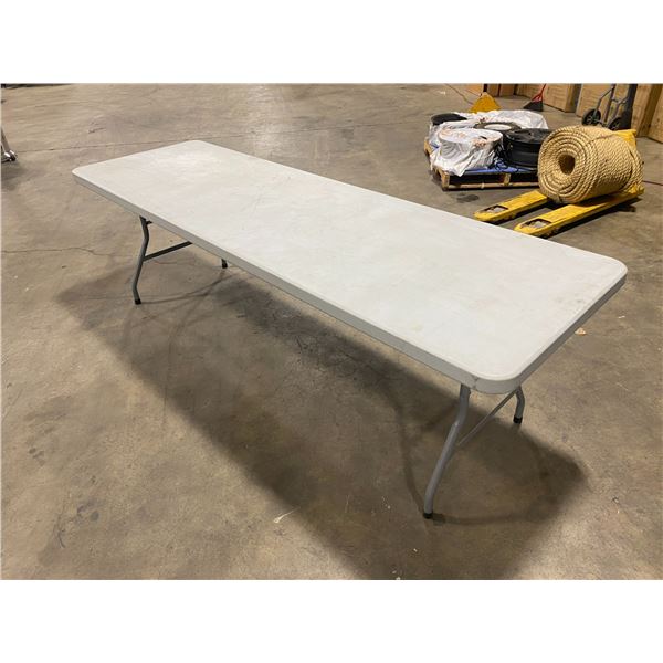 8 - 8' GREY PLASTIC FOLDING TABLES