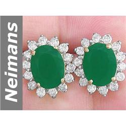 4.04 ct Emerald & Diamond Earrings 14kt Gold