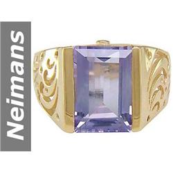 7.52 ct Amethyst & Diamond Gents Ring 14kt Gold