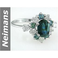 Stylish 2.50 ct Green Sapphire & Diamond Ring 14kt Gold