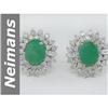 Image 1 : Stunning 5 ct Emerald & Diamond Earrings 14kt Gold