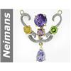 Image 1 : 7.68 ct Amethyst, Citrine, Peridot & Pink Spinel & Diamond Pendant 14kt Gold