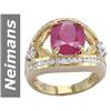 Image 1 : Antique 6.80 ct Ruby & Diamond Gents Ring 14kt Gold