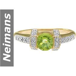 1.03 ct Peridot & Diamond Ring 14kt Gold