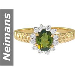 .97 ct Green Tourmaline & Diamond Ring 14kt Gold
