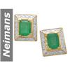 Image 1 : 4.29 ct Emerald & Diamond Earrings 14kt Gold