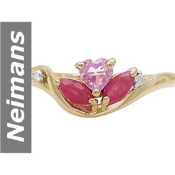 .79 ct Pink Sapphire & Ruby & Diamond Ring 14kt Gold
