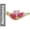 Image 1 : .79 ct Pink Sapphire & Ruby & Diamond Ring 14kt Gold