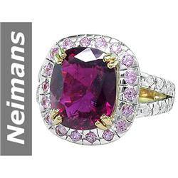 5.13 ct Pink Sapphire & Pink Tourmaline & Diamond Ring 14kt Gold