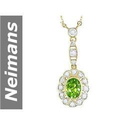 1.55 ct Peridot & Diamond Necklace 14kt Gold