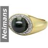 Image 1 : 9.5 MM Black Tahitian Pearl & Diamond Ring 14kt Gold