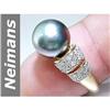 Image 1 : 11 MM Black Tahitian Pearl & Diamond Ring 14kt Gold