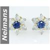 Image 1 : 1.39 ct Sapphire & Diamond Earrings 14kt Gold