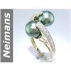Image 1 : 8.5 MM Black Tahitian Pearl & Diamond Ring 14kt Gold