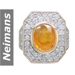 8.85 ct Yellow & White Sapphire Ring 14kt Gold