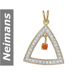 1.78 ct Orange & White Sapphire Pendant 14kt Gold